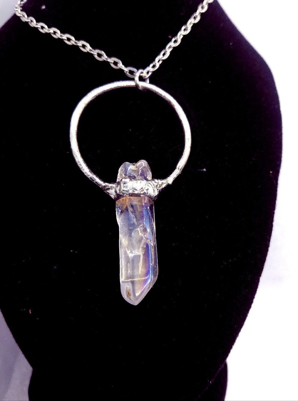Angel aura quartz crystal necklace
